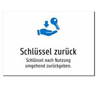 Key Back - Return Key Immediately After Use - Sticker A5: 210 x 148 mm - With Graphic and Text