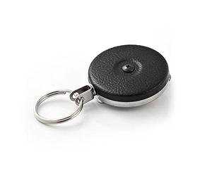 Key-Bak 5 KB Strong Stainless Steel Necklace - Black with Key Reels, 24" Chain (8 oz. Retraction)