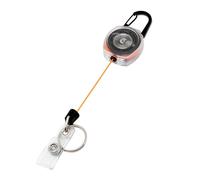 KEY-BAK Clear Sidekick Retractable Carabiner Keychain with Color Cord & Badge Strap - Holds Up to 5 Keys (Orange)