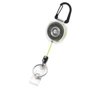 KEY-BAK Clear Sidekick Retractable Carabiner Keychain with Color Cord & Badge Strap - Holds Up to 5 Keys (Yellow)