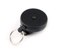 KEY-BAK Original HD Retractable Keychain, 48" Retractable Cord, Black Front, Removable Swivel Belt Clip, 8 oz. Retraction, Split Rin