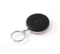 KEY-BAK Original Steel Cable Retractable Keychain, 48" Stainless Steel Cable, Black Front, Steel Belt Clip, 8 oz. Retraction, Split Ring, Black Vinyl (0485-003)