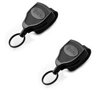 KEY-BAK SUPER48 Locking Retractable Keychain, Durable Polycarbonate Case, Leather Belt Loop, and Oversized Split Ring, Black (2-Pack)