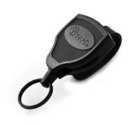 KEY-BAK SUPER48 SD 13oz. Locking Retractable Keychain, 36" Retractable Cord, Black Polycarbonate Case, Leather Duty Belt Loop, Oversized Split Ring