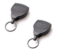 KEY-BAK SUPER48 SD 13oz. Locking Retractable Keychain, 36" Retractable Cord, Black Polycarbonate Case, Steel Belt Clip, Oversized Split Ring (2-Pack), Black, Black