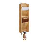Key board with shelf bamboo 3 Hooks Natural Wood Bamboo Key Holder 1.06 kg