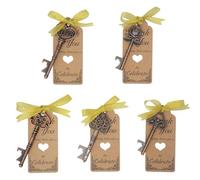 Key Bottle Opener Wedding Favours: 100pcs Bulk Skeleton Present Rustic Souvenirs Set with Thank You Crads and Ribbons for Guests, Bridal Shower, Anniversary, Birthday Party Decorations (Copper)