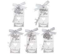 Key Bottle Opener Wedding Favours: 100pcs Bulk Skeleton Present Rustic Souvenirs Set with Thank You Crads and Ribbons for Guests, Bridal Shower, Anniversary, Birthday Party Decorations (Silver)