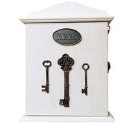 key box, Key Box For Wall American Pastoral Style Carved Management, Wall-mounted Creative House Shape Storage, Art Pendant(White a)