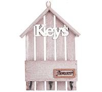 key box, Key Box Modern Minimalist Style House Shape Rack, Entrance Wall-mounted Decoration Pendant(Pink Brown)