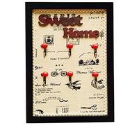 key box, Key Box Wall Mount Decorative American Retro Style Wooden Frame Management, Entrance Hanging Decoration(Black a)