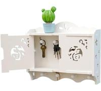 key box, Key Box Wall Mount Simple Modern Style Cabinet, Shutters/double Blessing Windows Appearance Optional Management(White B,4 keys)