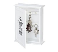 Relaxdays Wooden Cabinet, Sweet Home Motif, Country House Style, Hang Up, Key Case HxWxD 29 x 22 x 8 cm, White, Fibreboard