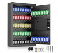 Key Cabinet Wall Mounted, 73 Position Key Cabinet, Heavy Duty Key Safe Lock Box with Dual Unlocking Method, Contains 75 Key Tags in 5 Colors, for Home & Office & Business and industry