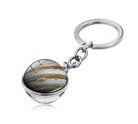 Key Chain 2 Pieces Of Cosmic Galaxy Starry Sky Planet Keychain Double-Sided Glass Ball Backpack Handbag Keychain, Jupiter