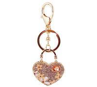 Key Chain 2 Pieces Of Love Flowers Gemstone Keychains Women'S Bags Accessories Peach Heart Key Chain Metal Pendants