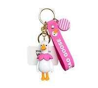 Key Chain 2Pcs Pvc White Goose Keychain Backpack Handbag Key Chain Car Alloy Key Ring