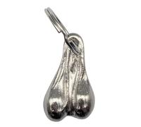Key Chain Brass Balls Witty Sense of Humor Nut Ball Sack, Stainless Steel Keychain New, Silver, One size