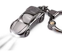 Key Chain, Creative Mini Car Keychain Flashlight with 2 Modes LED Lights, Portable Car Keyfob Key Chain Ring Holder for Office Backpack Purse, Novelty Pocket Lights Gift for Men Women Kids (Black)