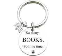 Key Chain for Book Lovers, "So many Books, So little time" Keychain Book Worm Gift Librarian Reader Author