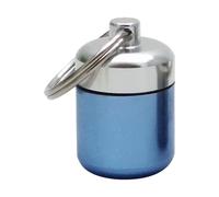 Key Chain Pill Container - Space Saving Metal Cylinder, Colorful Jewelry Ear Plug Holder, Easy-to-Dangle Secure Screw Lid, Multifunctional Small Box - for Hiking Travel Commuting Gym