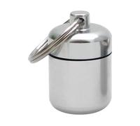 Key Chain Pill Container - Space Saving Metal Cylinder, Colorful Jewelry Ear Plug Holder, Easy-to-Dangle Secure Screw Lid, Multifunctional Small Box - for Hiking Travel Commuting Gym