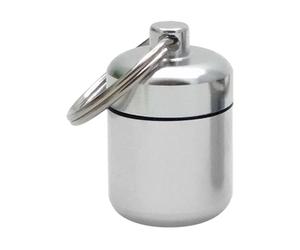 Key Chain Pill Container - Space Saving Metal Cylinder, Colorful Jewelry Ear Plug Holder, Easy-to-Dangle Secure Screw Lid, Multifunctional Small Box - for Hiking Travel Commuting Gym
