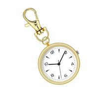 Key Chain Watch, Round Clip on Timepiece, Unisex Portable Silent Pocket Clock, Compact Travel Gear, Home, Workplace, School, Backpack, Outdoor, Purse, Bag 3.23 x 1.57 x 0.28 inches, gold, Se référer