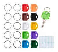 Key Covers Caps 10 Pcs, Square Key Identifier Caps for House Keys, Coloured Silicone Key Tags with Labels, Flexible Key Caps Covers for Easy Identification, 10 Colors