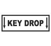 Key Drop Keys Here Hotel/Garage Information Sign Self Adhesive Gloss Sticker 165mm V2