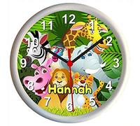 Key Expressions Personalised JUNGLE ANIMALS Children's Bedroom Wall Clock