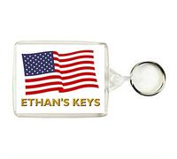 Key Expressions Personalised USA/STARS AND STRIPES/AMERICAN FLAG Keyring/Bag Tag - A Great Gift or Stocking Filler