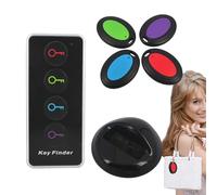 Key Finder Locator With Sound - 85dB Key Tracker Device | 4 Receivers With Built-In Flashlight For Family Friends Easily Locate Keys Wallets Purses Remote Accessories Convenient Household