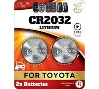 Key Fob Battery for Toyota CR2032 (2 Pack) OEM Replacement for RAV4, Camry, Corolla, Highlander, Prius, Tacoma, Tundra, 4Runner, Avalon - Smart Key Battery with Fitment Guide
