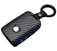 Key Fob Cover Case Fit for 2019-2021 Mazda 3, Mazda 3 Hatchback, Mazda CX4 CX5 CX8 CX9 CX-30, Mazda 6 WAZSKE11D01 Keyless Entry Remote Case Holder ABS Carbon Fiber Pattern (Blue)