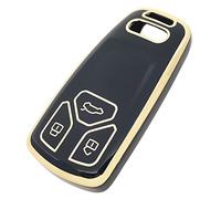Key Fob Cover Case Fit for Audi A4 Q7 Q5 TT A3 A6 SQ5 R8 S5 Smart Remote Holder Skin Protector Keyless Entry Sleeve Accessories (Black)
