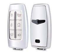 Key Fob Cover Case for Hyundai Genesis G80 Gv80 6 8 Buttons Full Protection Smart Car Key Shell Holder (Silver)
