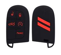 Key Fob Cover for Dodge Accessories 5 Button Key Fob Case Silicone Key Fob Cover Replacement Remote Control Key Fob Shell Fit for Dodge Challenger Charger Dart Durango Journey |Bright Red Design|
