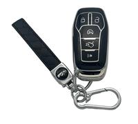 Key Fob Cover for Edge Mustang: 5 Buttons Soft TPU Remote Case Protector with Keychain Fit for Ford Fusion F150 F250 F350 Explorer Lincoln MKX MKZ MKC 2013 to 2019 164R8117 N5FAO8TAA (Silvery+Black)