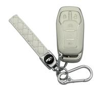 Key Fob Cover for Edge Mustang: 5 Buttons Soft TPU Remote Case Protector with Keychain Fit for Ford Fusion F150 F250 F350 Explorer Lincoln MKX MKZ MKC 2013 to 2019 164R8117 N5FAO8TAA (Silvery+White)