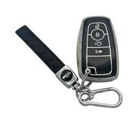 Key Fob Cover for Explorer Bronco: 4 Buttons Soft TPU Remote Case Protector with Keychain Fit for Ford Fusion Escape Edge Ranger Expedition Maverick Transport 2017 to 2024 164R8182 (Silvery+Black)