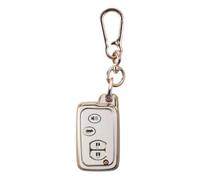 Key Fob Cover for Toyota TPU Full Cover Protection Key Fob Case with Keychain Gold Edge Style Smart Remote Key Case for Toyota Camry Avalon Corolla Highlander RAV4 Venza