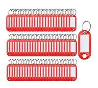 Key Fobs 100 Pieces Key Rings Name Tags Luggage Id Labels with Split Ring Keyring (Red)