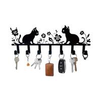 Key Hanger for the Wall - Artistic Cat Hook Holder, Durable Iron Structure, Elegant Floral Pattern, Compact Decorative , Cat Key Holder for the Wall, Ideal as H