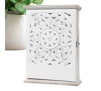Key Holder Box - Vintage Carving with 6 Hooks,Wall Mount Lock Box Key Organizer Hanger - for Jewelry Small Items Birthday Holiday Housewarming Hallway Front Door