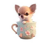 Key holder Chien Mignon - Charmant Keyholders in Acrylique 2D avec Chiot Tasse de Thé - Accessoire de Sac pour enfant et Adultes - Décoration de Rétroviseur de Voiture -