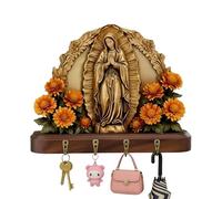 Key Holder for the Wall, Wooden Aesthetic Storage Organiser, Christian Key Holder with 4 Hooks, for Towel, Bag, Hat, Entrance, Living Room, Bedroom, Bathroom, Kitchen, Hallway, Office