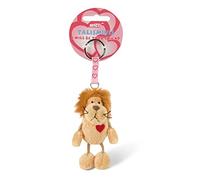 Key holder Talisminis lion 7cm beige - Cuddly animal pendant with key ring for lanyard, key ring & key holder Lucky bag charm with message