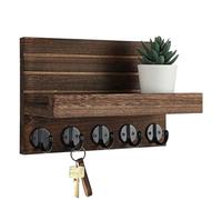 Key Holder Wall Mount - Farm Wall Shelf, Wooden Mail Organizer with Hooks, Key Ring and Mail in 2 Ways Easy to Install, Letter Rack with Door Shelf