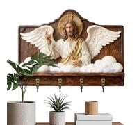 Key Holder Wall Mount - Jesus Design 2D Flat Keychain Organizer | Decorative Key Hanger - for Home Farmhouse Church Entrance Study Bedroom Kitchen Bathroom